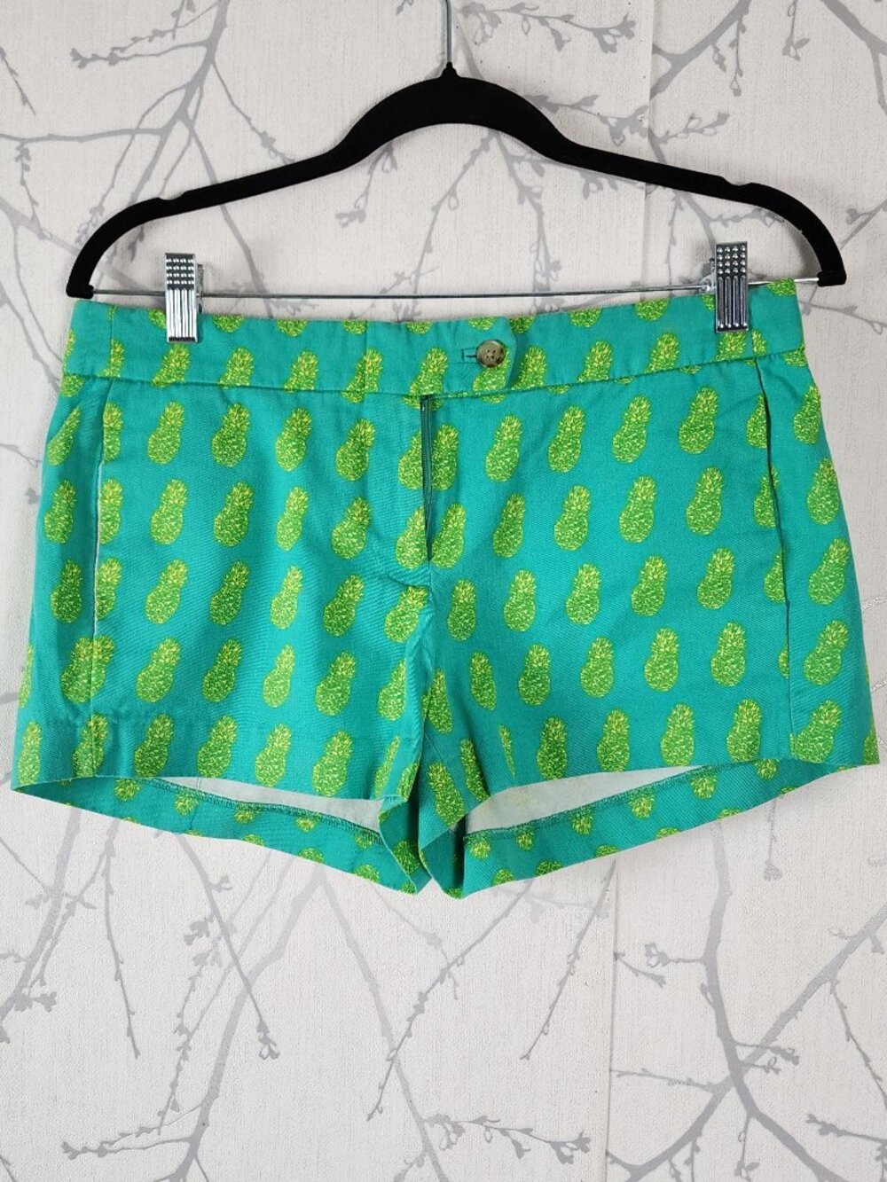 J. Crew Mint Green Pineapple Print Mid Rise Shorts